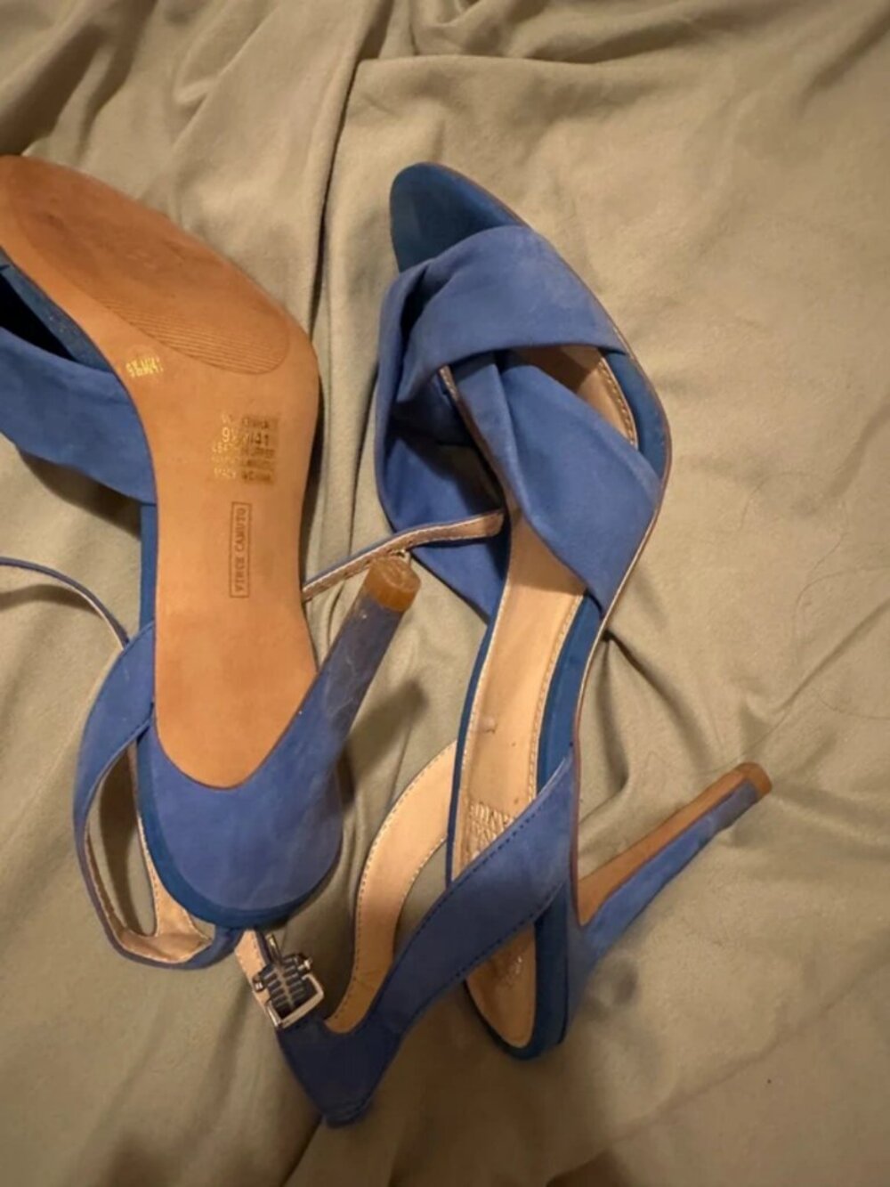 Blue strappy heels